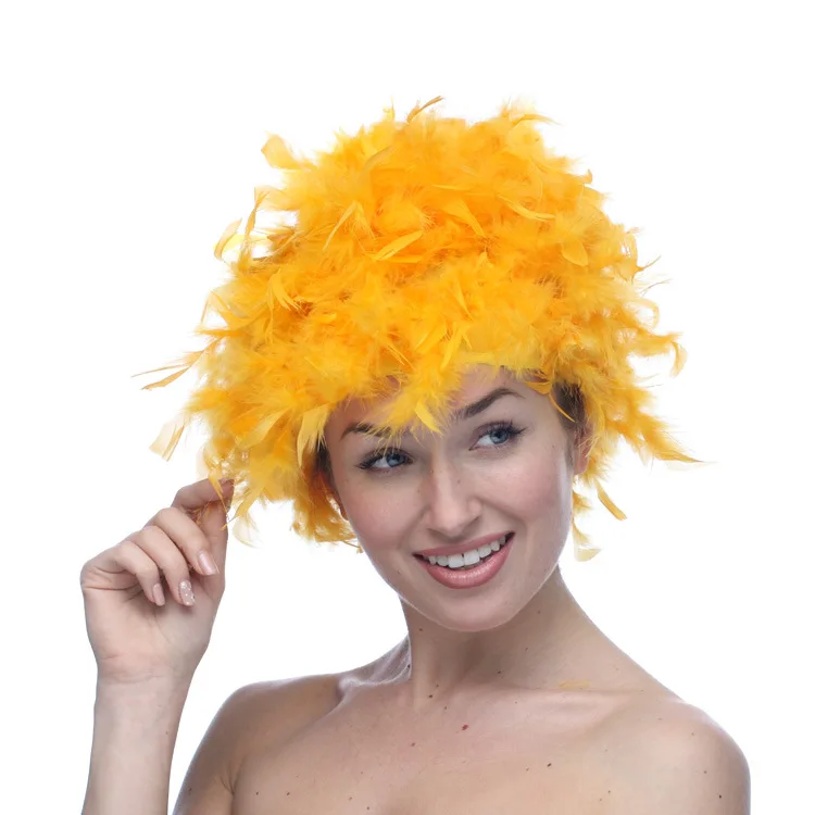 

Chemical Fiber Colorful Fire Feathers Wigs for Halloween party bar concert show fancy dress cosplay Party Caps Halloween Hat