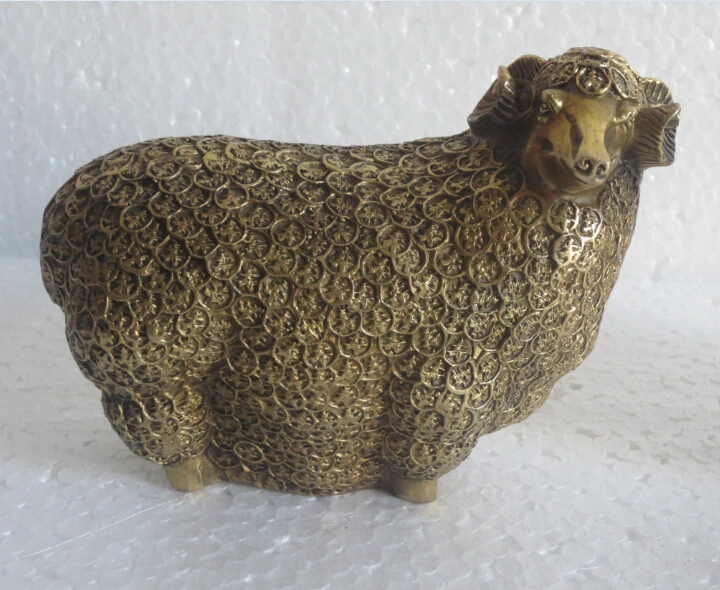 

Metal Crafts Chinese Home Feng Shui Brass Brings Wealth Sheep Statue 02 fast Shipping