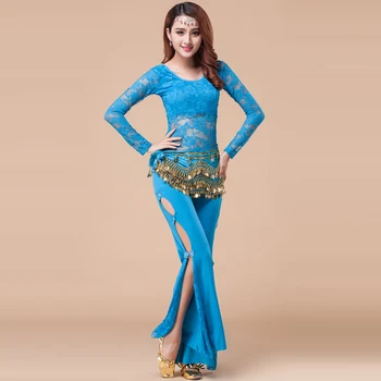 

Popular Belly Dance Suits For Ladies Blue Purple Yellow(Tops&Pant)Sets Women Modal Bollywood Classical Ballroom Costumes F361