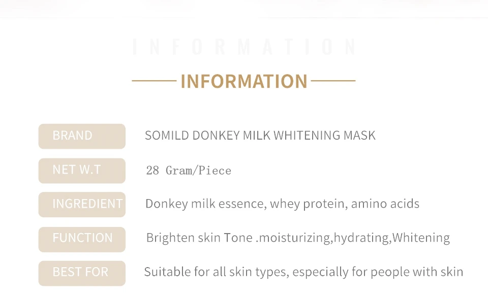 SOMILD, отбеливающая маска с молоком Ослика, гиалуроновая кислота, увлажняющая маска для лица, уход за кожей, против морщин, корейская косметика для лица