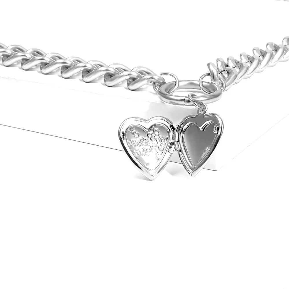 Креативное ожерелье в форме сердца в стиле панк с открытым кулоном, массивное женское ожерелье, двухслойные Простые короткие ожерелья
