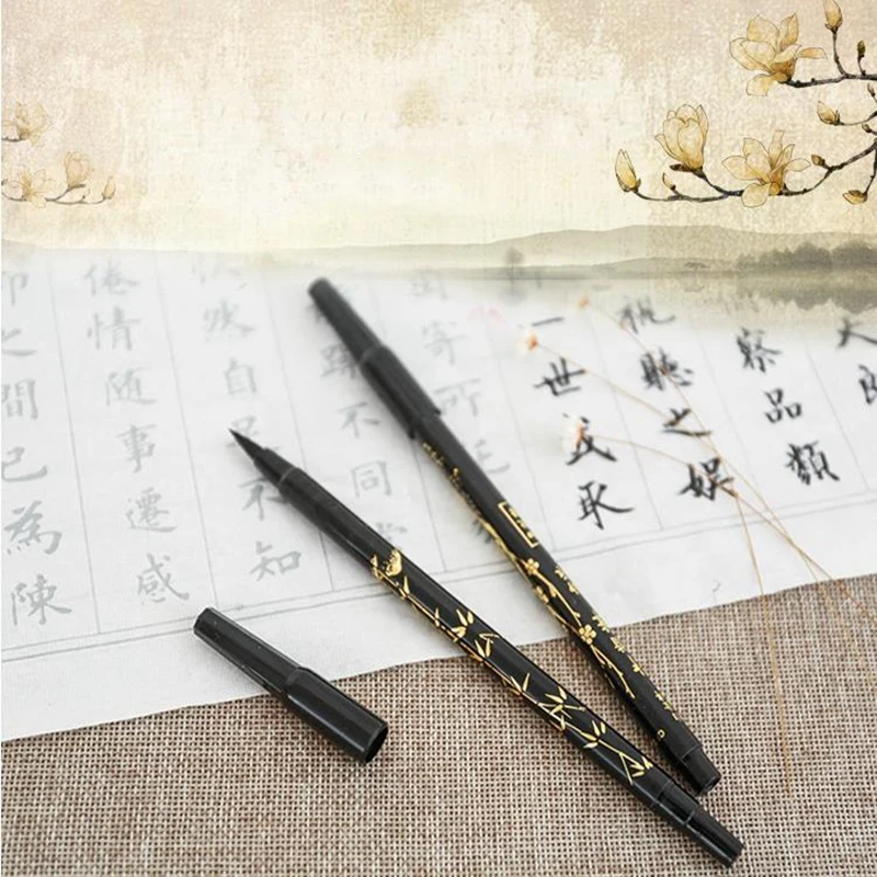 Image 2 Types Calligraphy Brush Pen to Choose Soft Brush Felt Tips Pens Signature Manga Drawing Sketch Liner Finelier School Supplies
