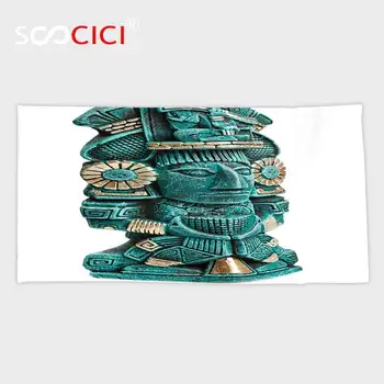 

Custom Microfiber Ultra Soft Bath/hand Towel,Mesoamerican Decor Collection Mayan Deity Statue From Mexico Ancient History
