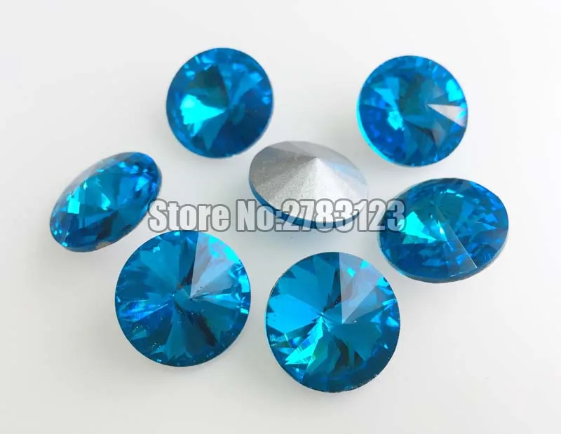 Factory sales Round pointback high quality Glass Lake blue loose rhinestones DIY Phone nail art Clothing accessories SWYP013 | Дом и сад