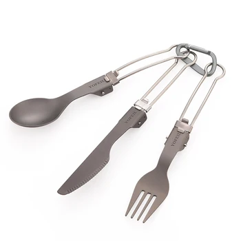 High quality titanium alloy folding knife and fork spoon ultra light pure titanium outdoor camping tableware picnic equipment 5