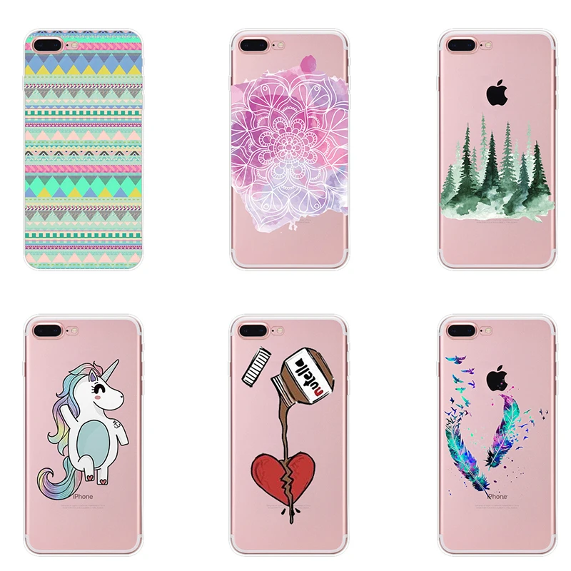 

TPU Silicone Soft Phone Case For iphone 7 6 6S 6Plus 7plus Fashion abstract painted Pattern Hollow Relief Phone Case Back Cover