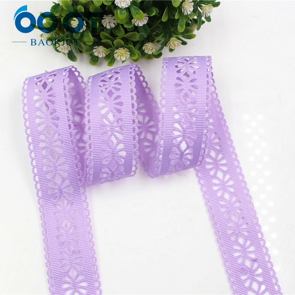 OOOT BAORICT 177036 цветок полые grosgrain ленты 28 мм 10 ярдов для шитья DIY головной убор