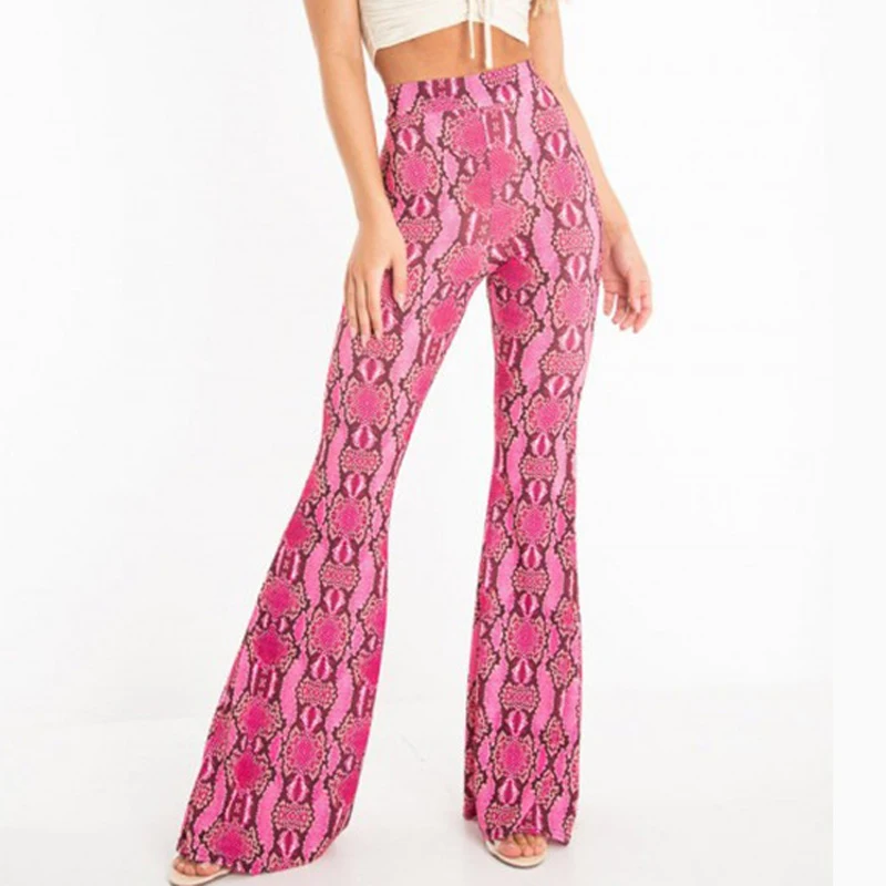High Waist Snake Skin Print Fashion Wide-legged Elastic Trousers Spring Autumn Woman Sexy Party Club Bodycon Trousers Pantalone High Waist Snake Skin Print Fashion Wide-legged Elastic Trousers Spring Autumn Woman Sexy Party Club Bodycon Trousers Pantalone