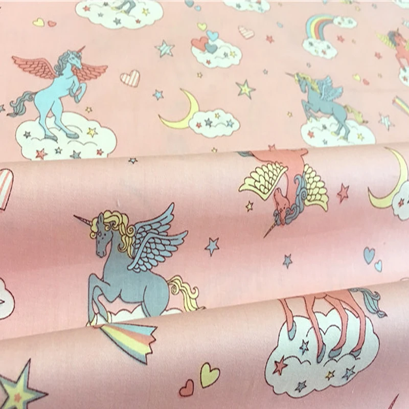 ZY DIY Pretty 50x160 см 3 вида цветов мультяшный Единорог Лошадь напечатанная хлопковая