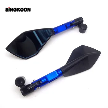 

8 10mm universal cnc motorcycle mirrors Blue Lens Rearview Side Mirror FOR honda vtx 1800 yamaha fjr 1300 suzuki sv 1000 gn 125
