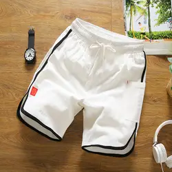 Однотонные хлопковые и льняные мужские пляжные шорты 2019 новые модные мужские повседневные короткие размеры 5XL свободные дышащие белые