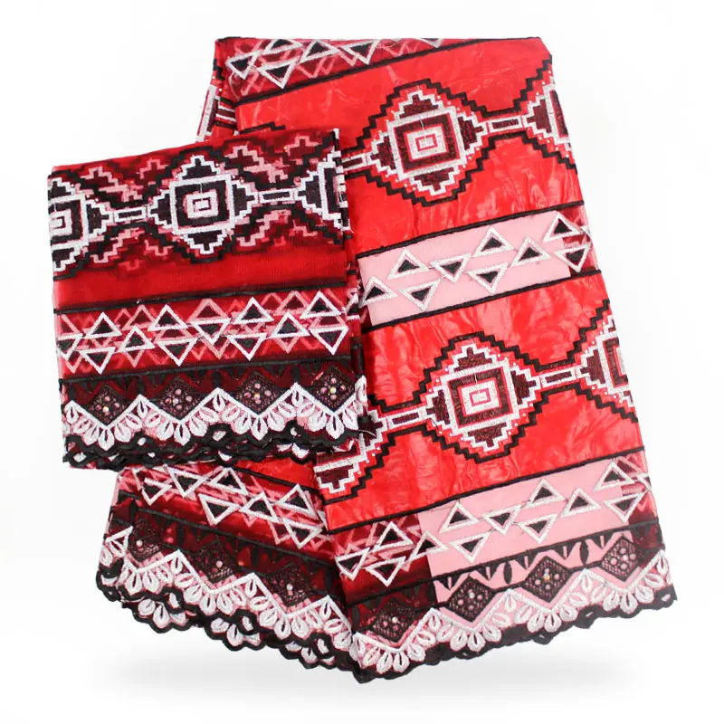 Red African Lace Fabric Guinea Bazin Riche High Quality Getzner For Wedding pp-613 | Дом и сад