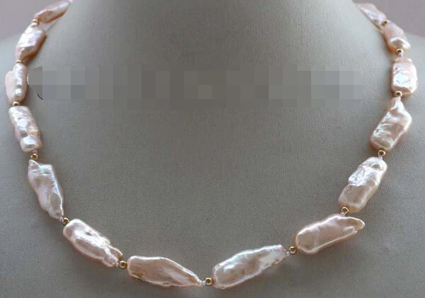 

huij 003868 Genuine Natural 24mm Baroque Pink Reborn Keshi Pearl Necklace
