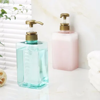 

600ml Portable Soap Rectangular Dispenser Press Type Split Empty Pump Bottle Transparent Shampoo Container Refillable Bottles