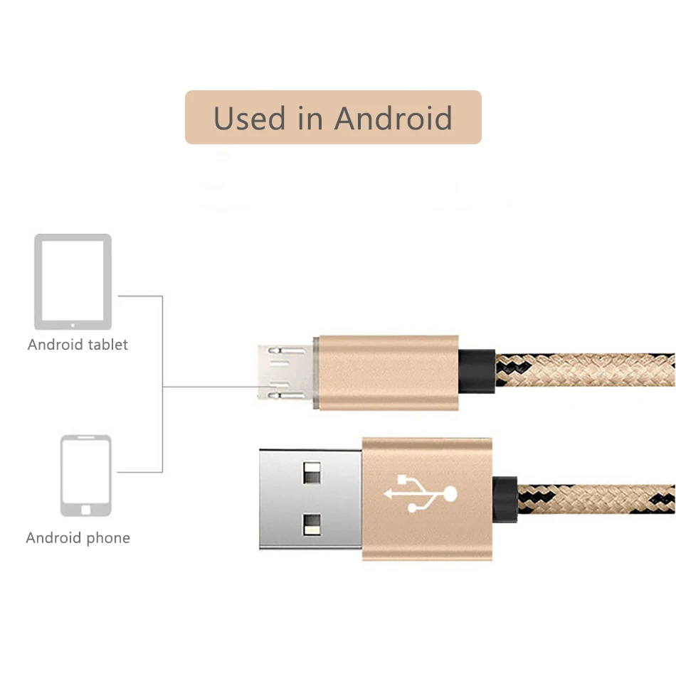 NOHON Nylon Micro USB Fast Charge Data Cable Android Phone For Samsung Galaxy S7 S6 Edge Huawei Xiaomi Oppo Charger Sync Cables (5)