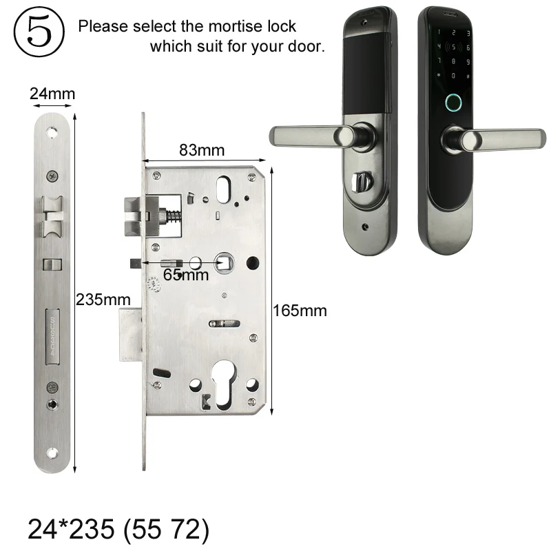 RAYKUBE электронный дверной замок с Биометрическим отпечатком пальца/Bluetooth/цифровой/13,56 МГц IC карта разблокировка без ключа врезной замок - Цвет: Size 5