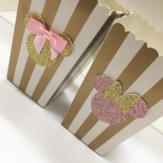

Gold Silver Treat Boxes popcorn boxes stripe party favor candy buffet treat box (20 count)birthday shower wedding anniversary