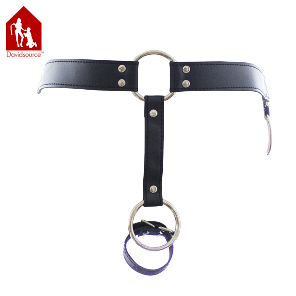 Davidsource Bareback Leather Strap Pants With Penis Ring & Testicles