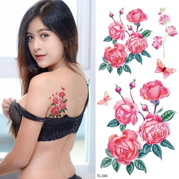 

tattoo sticker flower rose temporary tattoo girls unique flower tattoos back arm sleeve body art stickers bikini water tatoo