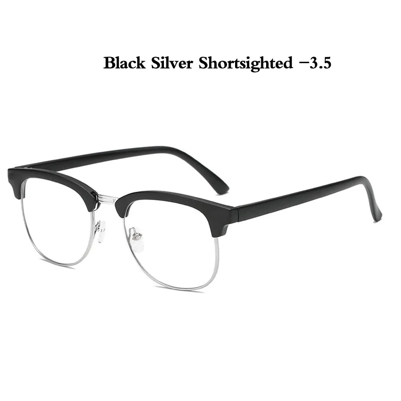 Zilead классические очки с полуоправой для близорукости для женщин и мужчин металлические близорукие глазки очки для близоруких-1.0to-6,0 - Цвет оправы: B silver myopia 3.5