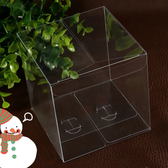 50pcs-clear/ Frost PVC Plastic Folding Packaging Small Square Box