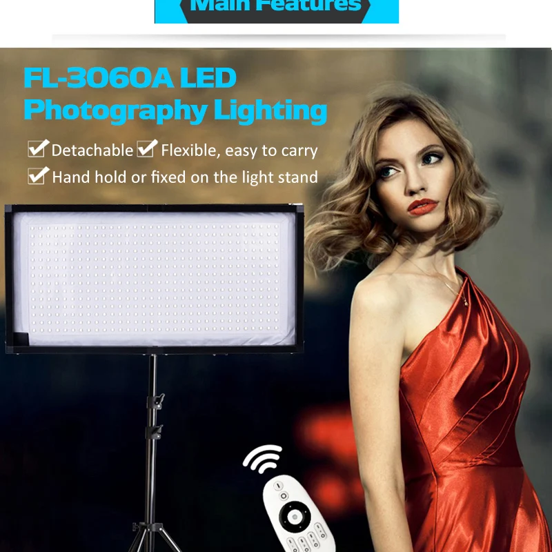 Spash FL-3060A гибкий студийный светильник светодиодный светильник для видео фотографии светильник ing двухцветный 3200 K-5500 K 384 светодиодный s CRI90 Фото лампа