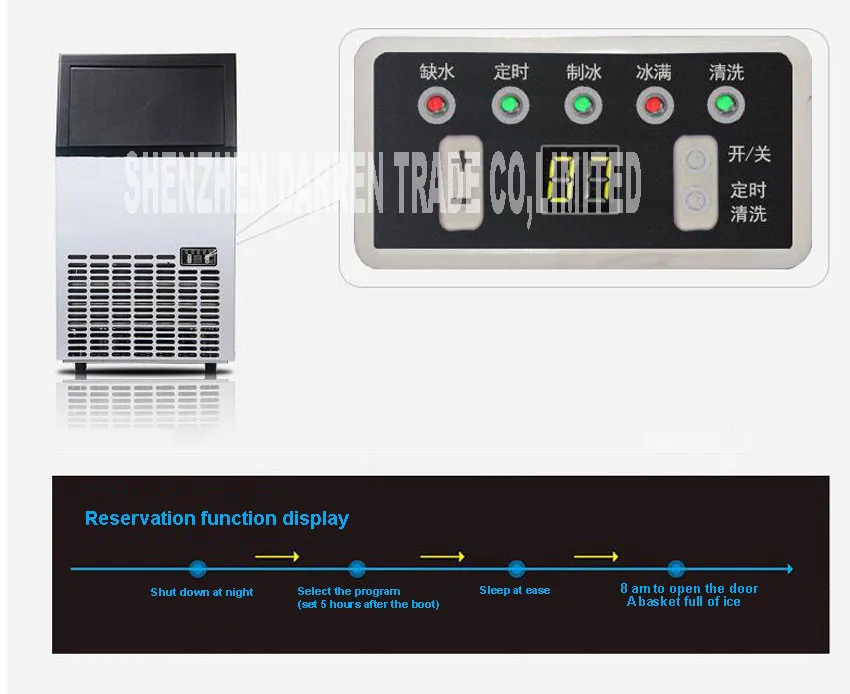 1 шт. Новое поступление 220 V-240 v/50 HZ 68 кг Ледогенератор для торговых предприятий интеллигентая(ый) Регулировка льда инструменты для приготовления кофе и чая квадратная машина для приготовления льда