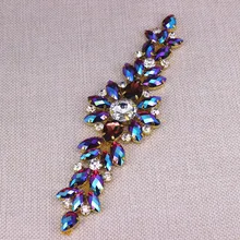 18,2X5,5 см 1 шт. бензиновый эффект AB Кристалл Аппликация швейная Свадебная аппликация со стразами-DIY вечерние платья обувь DIY shoudler