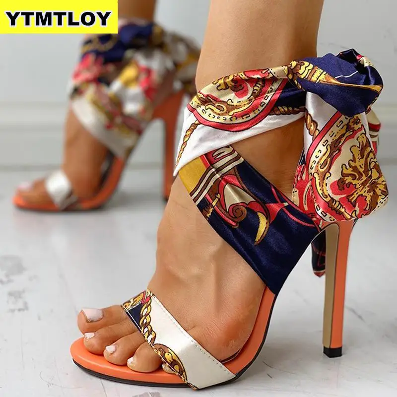 2019 Ribbon Summer Luxury High Heels New Women Pumps Comfort Shoes Sandals Sexy Party Female Peep Toe Gladiator Rome Leisure