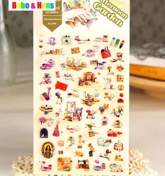 

New 1 pcs/pack cartoon family garden style PET sticker Scrapbooking Decoration label Wholesale