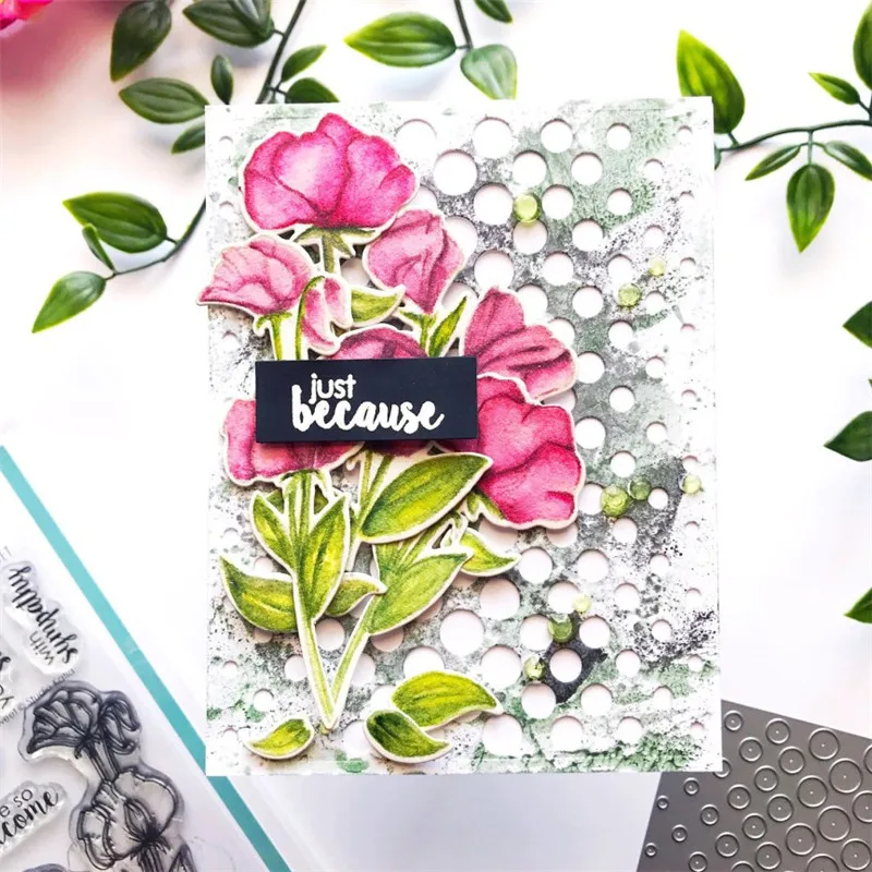 

Naifumodo Stamp with Die Flower for DIY Scrapbooking Leaves Metal Cutting Dies Clear Stamp Card Making New 2019 Crafts