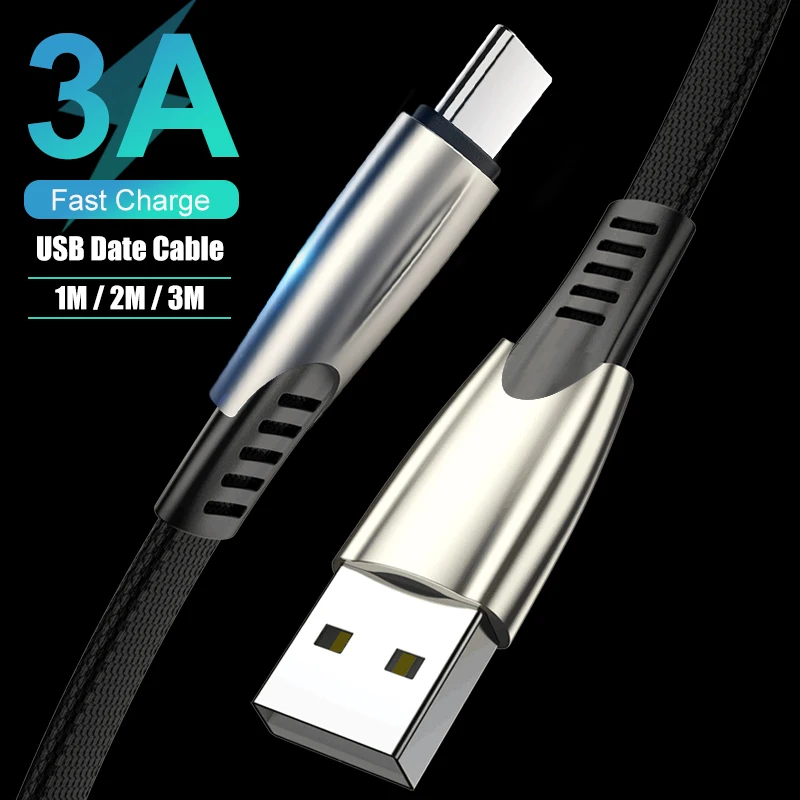 

3.0A Fast Charging Type C Cable For Samsung S8 S9 S10 Huawei P30 1m 2m 3m USB Type C Cable Android Mobile Phone Charge Wire