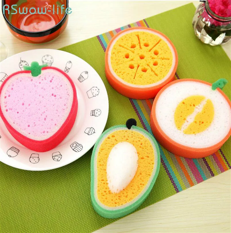 2PCS/Set Fruits Kitchen Bathroom Sponges Cleaning Suppies Scouring Pad