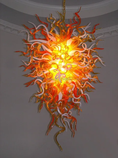Arancione e bianco di murano led grande lampadario moderno in ... Lampadario murano moderno