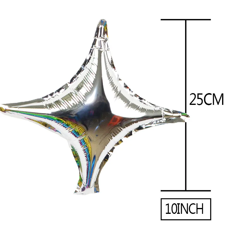 5 шт., 10 дюймов, 4 остроконечные Звездные воздушные фольгированные шары, золотые, серебряные, четырехгранные шары, гелиевые металлические шары для свадьбы/дня рождения