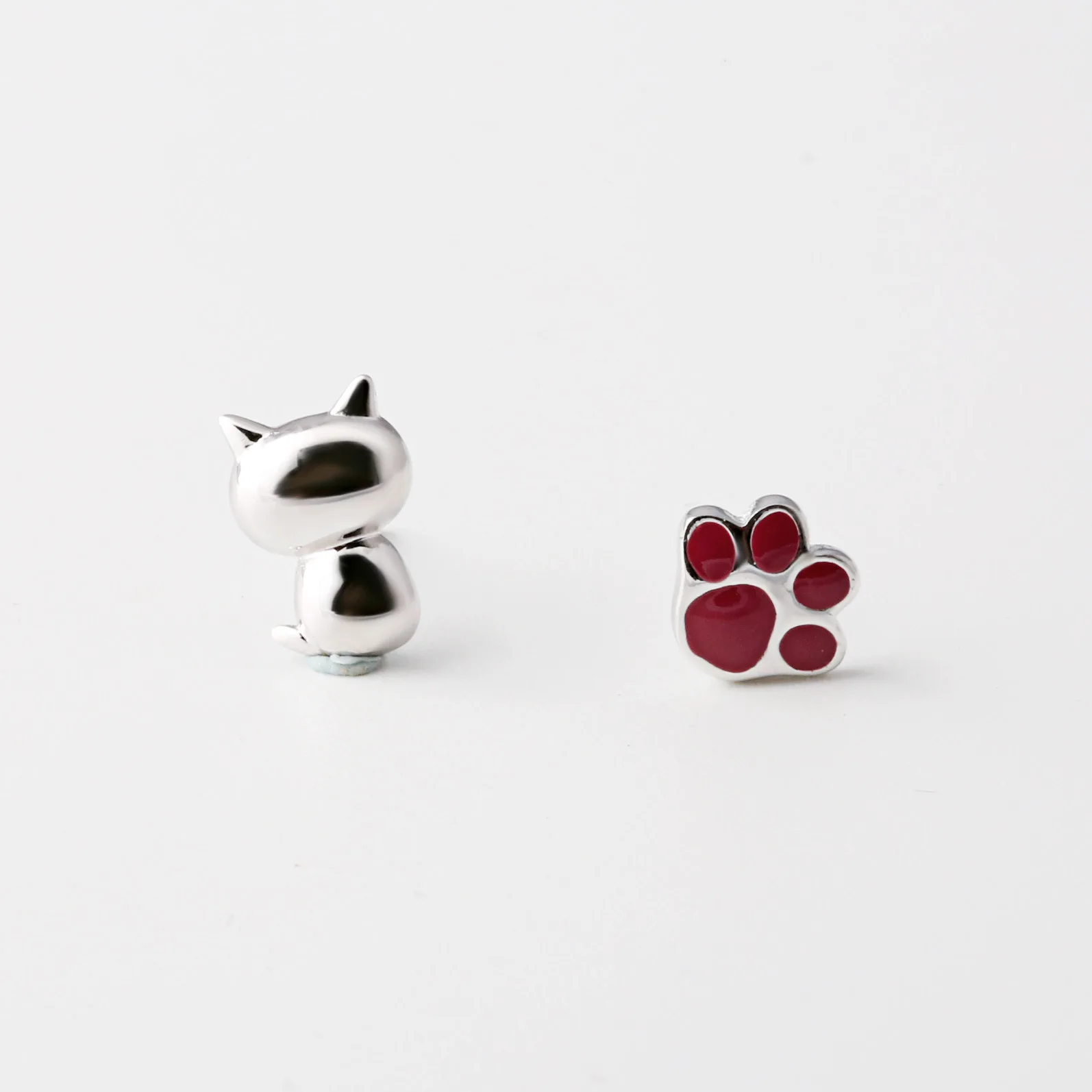 Женские асимметричные серьги cat paw ювелирное изделие из 100% стерлингового серебра