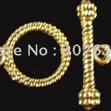 120 наборы Золото под старину металлический круг тумблер застежки A1175G