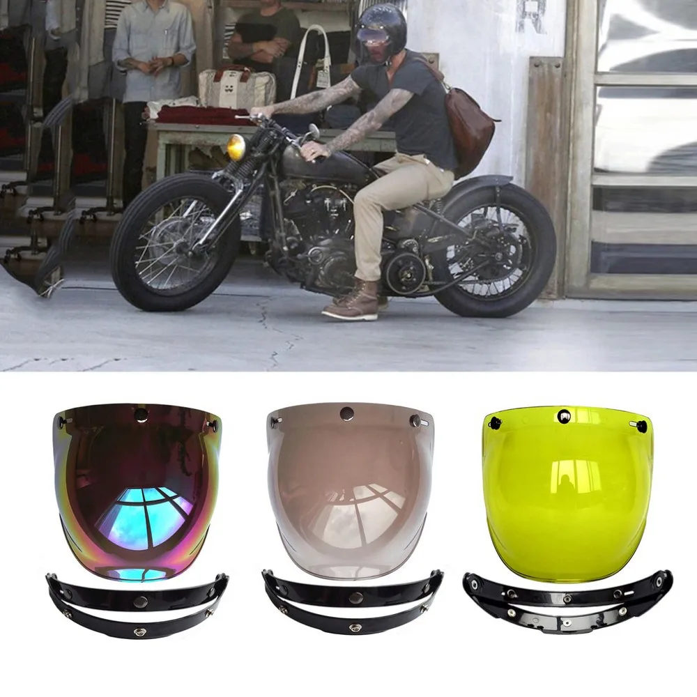 Motorcycle Windshield font b Helmet b font Vintage Style font b Helmets b font 3 Snaps