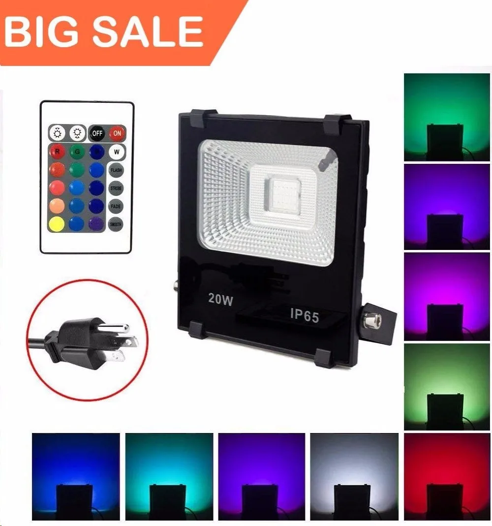 20 Вт RGB светодиодные прожекторы водонепроницаемый наружный цвет меняющийся
