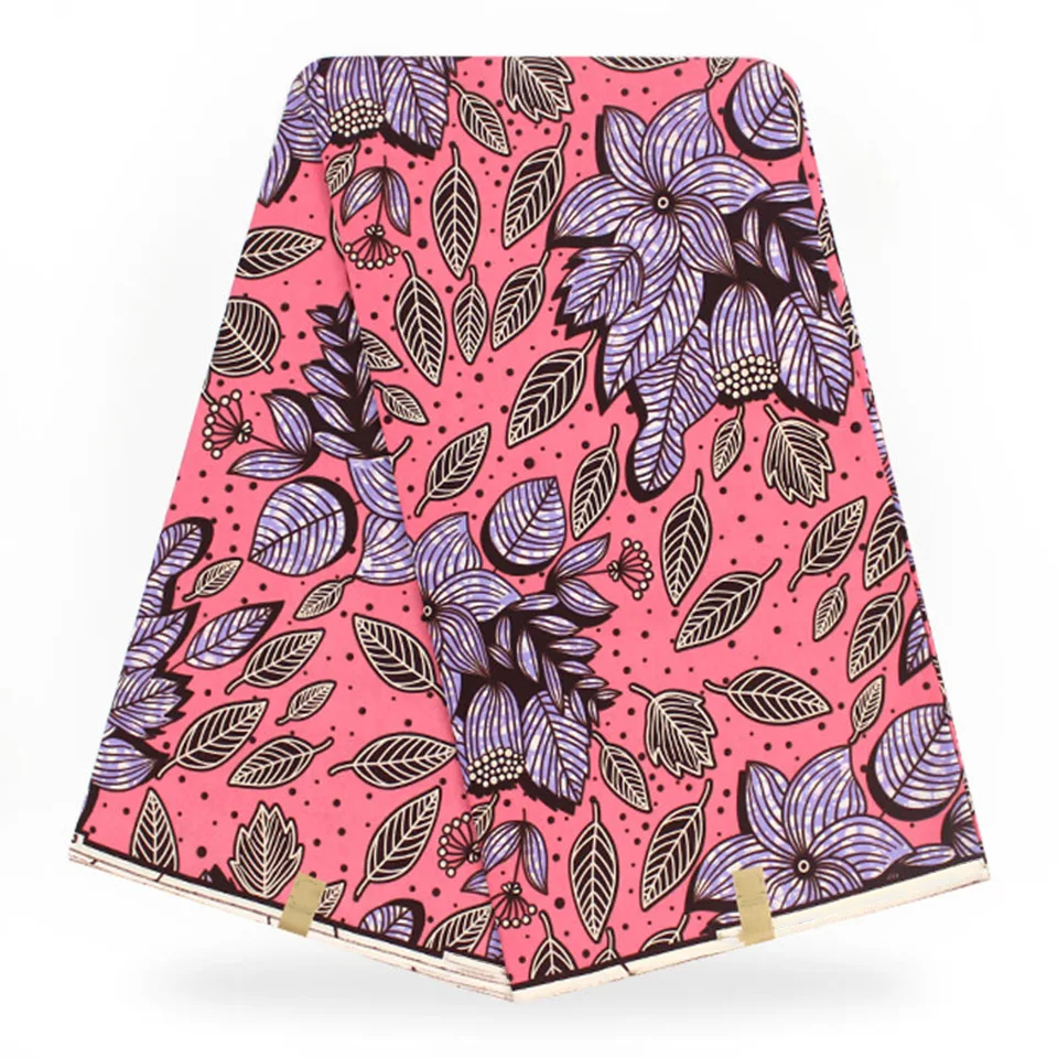 YBGW-134 Pink African Cotton Fabrics High Quality New Ethnic Print Wax Ankara Fabric Material Clothing 6 Yards | Дом и сад