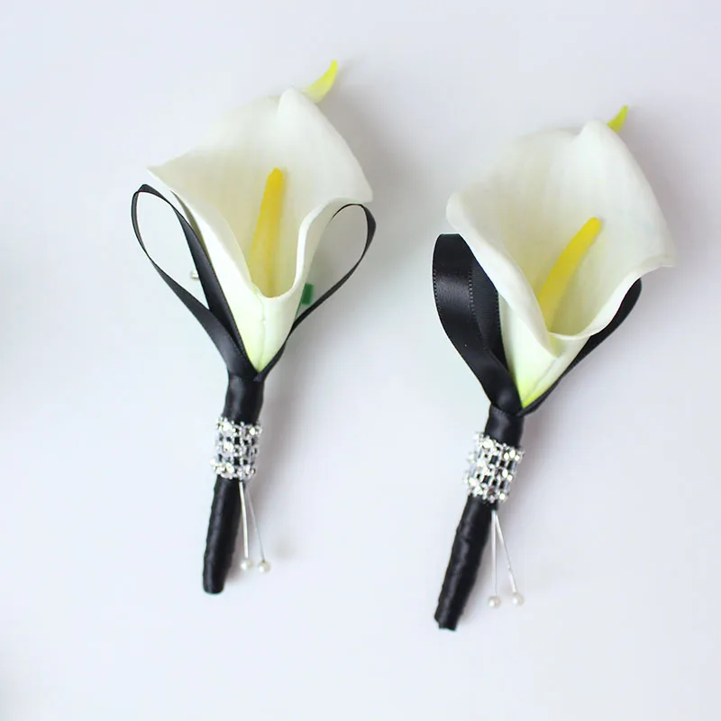 white black wedding boutonniere  (7)