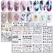 12 шт наклейки для ногтей Цветочные Сексуальные леопардовые полые линии рисунок слайдер летние буквы Переводные переводные наклейки декор JIBN1213-1236