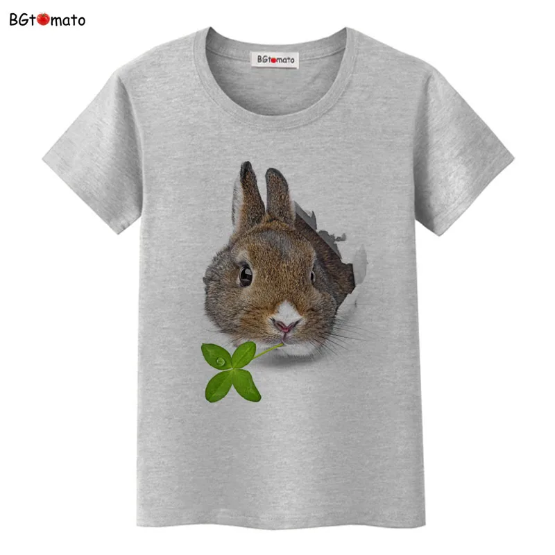

BGtomato T shirt Rabbit eating grass lovely 3D t-shirt women's super funny t shirts Original brand clothes cool tee shirt