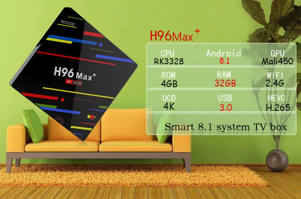 ТВ-приставка H96 MAX Plus Android 8,1 4 ГБ 32 ГБ 64 Гб смарт-приставка RK3328 четырехъядерный процессор 5G Wifi 4K H.265 H96 Pro приставка
