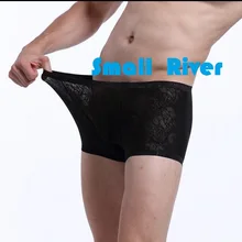 Новое поступление Для мужчин низкой талией шорты-боксеры сексуальное нижнее белье кружево бесшовные дышащая тонкий соблазн перспектива Брюки для девочек