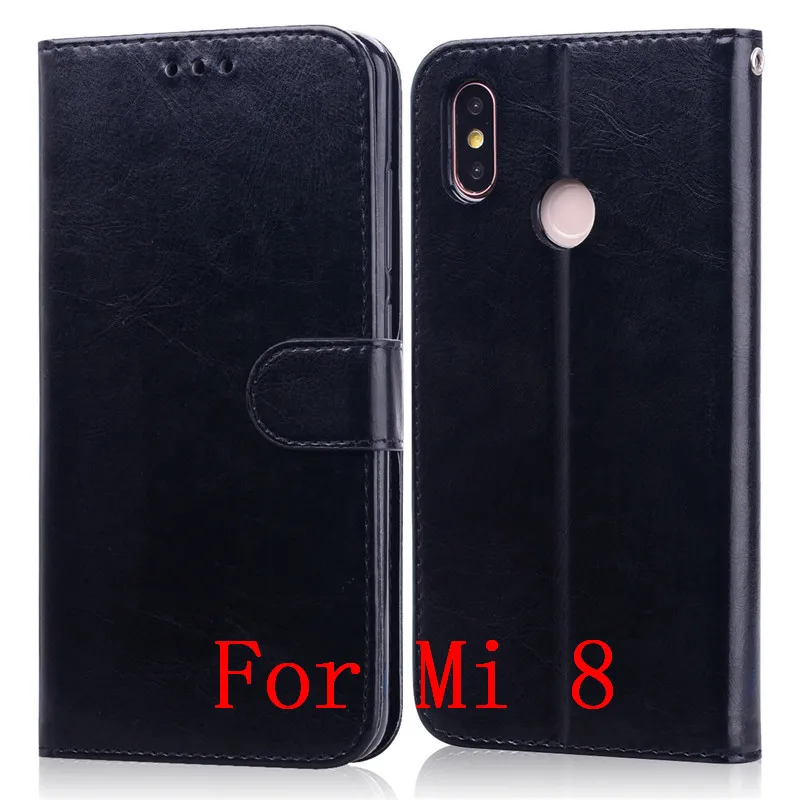 Кожаный чехол для Funda Xiao mi 8 Lite, чехол для Coque Xiaomi mi 8/Xiaomi mi 8 Lite, чехол-Кошелек, Чехол-книжка - Цвет: Black