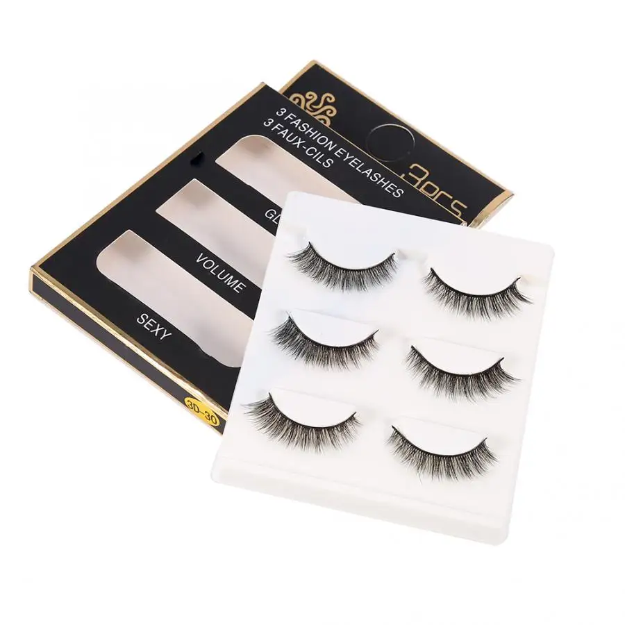 

Natura Natural Eye Lashes Makeup Handmade Professional Thick Fake Cross False Eyelashes New Eye Makeup Tool l 3 Pairs