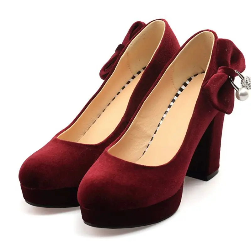 QPLYXCO/Новинка года; элегантные женские туфли-лодочки на высоком каблуке; женская обувь для свадебной вечеринки; женская обувь на каблуке; большие размеры 33-43; C71 - Цвет: burgundy