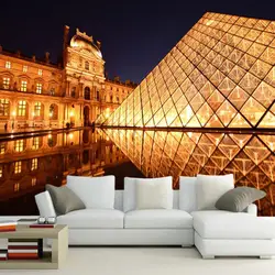 Papel де parede Парижа Лувр ночью 3d обои, гостиная диван ТВ стены спальни обои для стен Ресторан барная Фреска