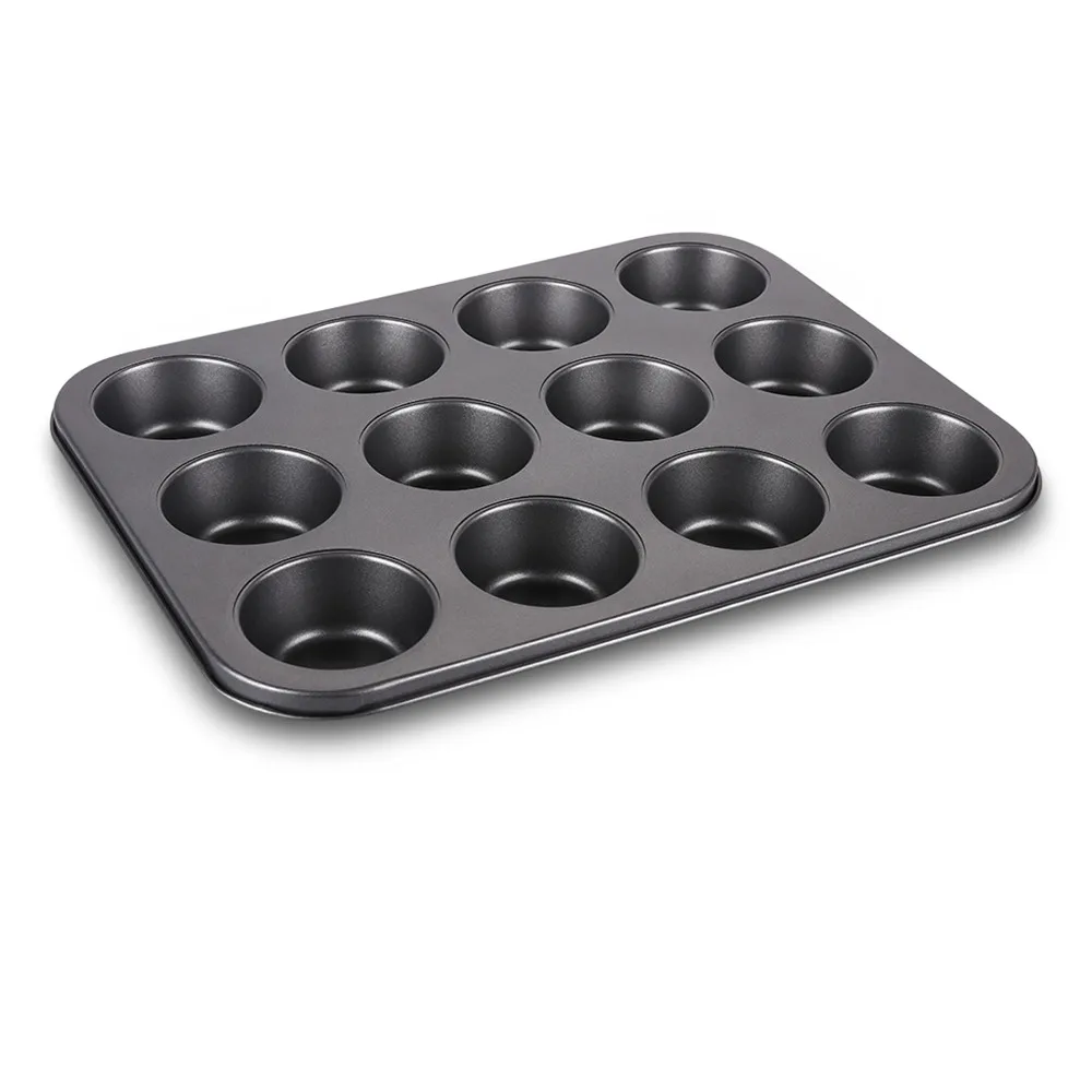 (BAKING MUFFIN PAN) Finether 12-Cup Nonstick Muffin and Cupcake Pan Tart Quiche Pan, Dark Grey1